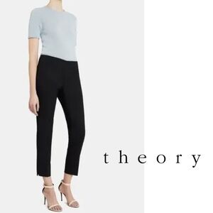 Theory Belisa Cropped Dress Pants in Sevona  Stretch Wool Black Size 10